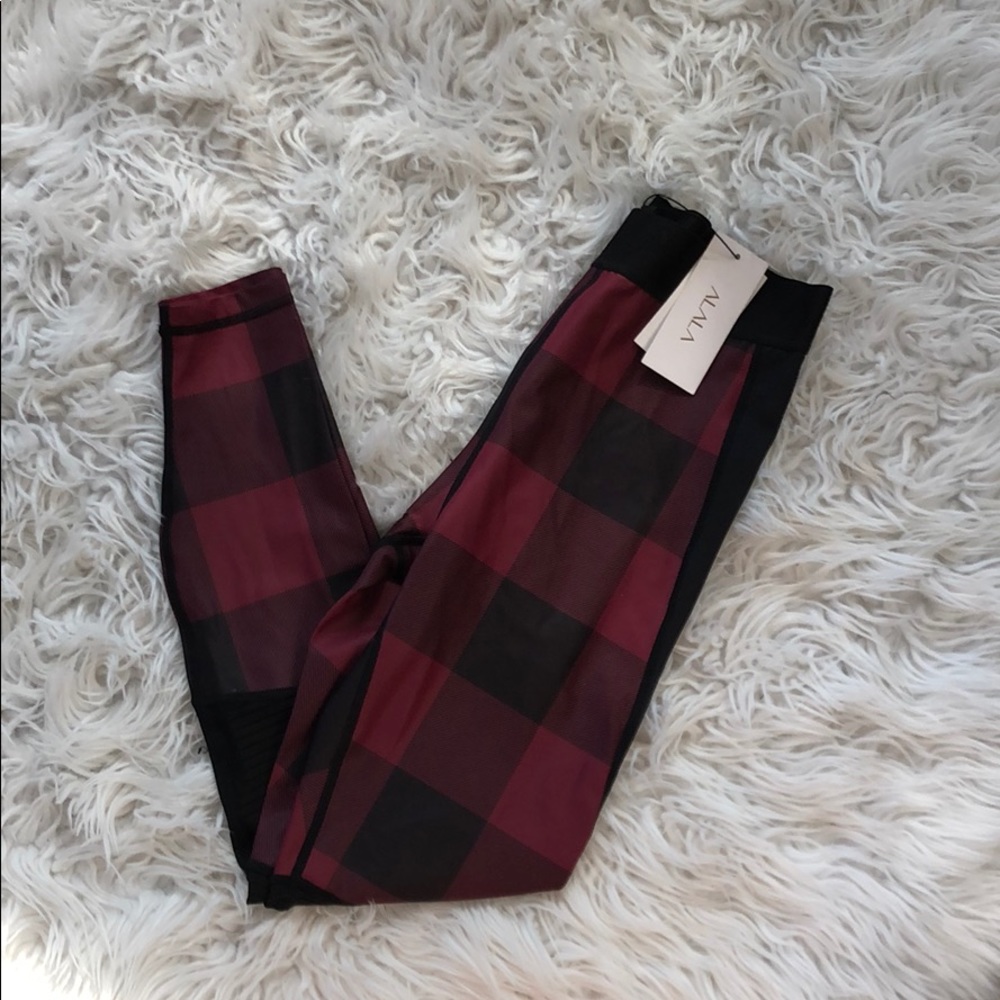 NEW • Alala • Harley Plaid Moto Leggings Pink - Picture 6 of 8